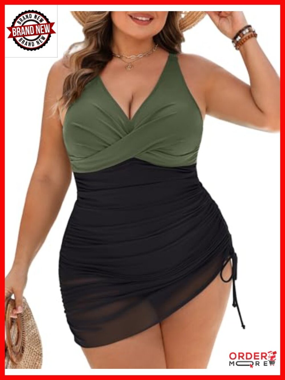 Tummy Control Plus Size Swim Dress One Piece Full Coverage Bathing Suit